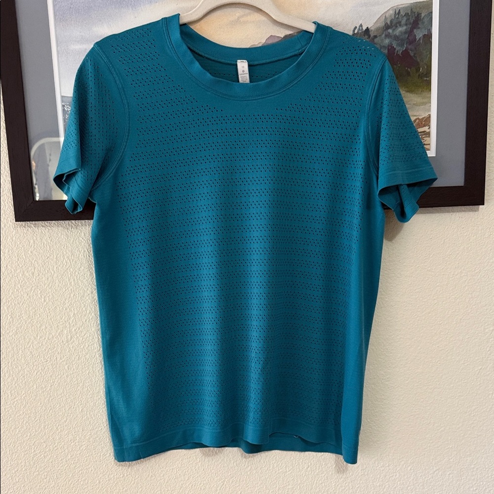 Lululemon Swiftly Relaxed Breeze Teal Perforated Short Sleeve Tee